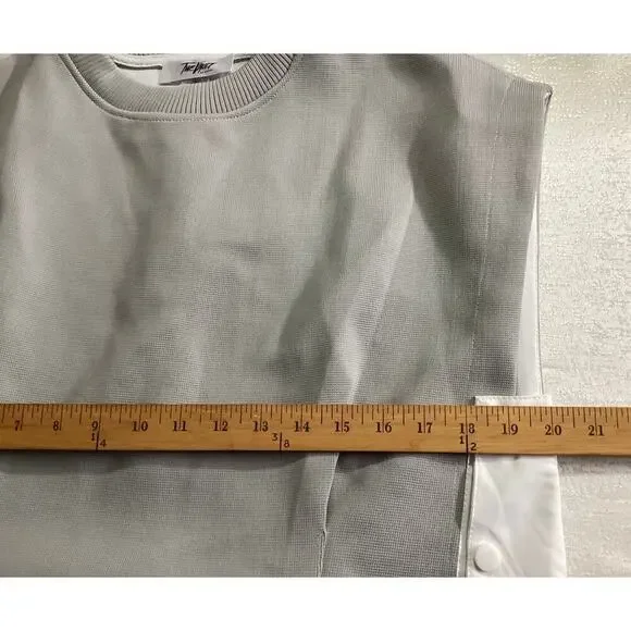 The Vault sleeveless ribbed knit boxy silhouette top pleated front Large gray - Picture 6 of 7